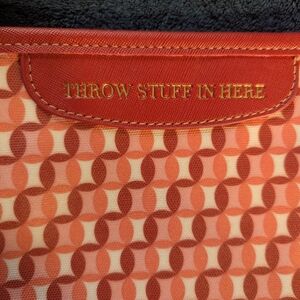 Time and Tru Coral and Cream Patterned Tote with Red Accent